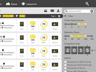 Pad app filter infographic interface software sort ui user ux web app website