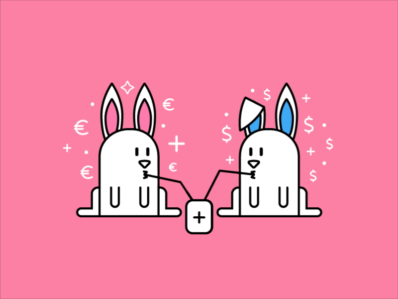 Bunny Couple / illustration animation bunny cute dollar drink euro exchange financial illustration money motion rabbit