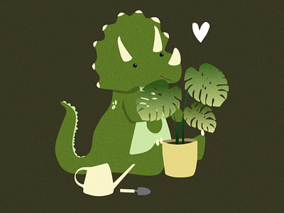 In love with plants art artwork digital illustration dinosaur illustration plants vector