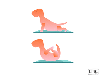 morning yoga practice art artwork design digital illustration dinosaur illustration vector yoga