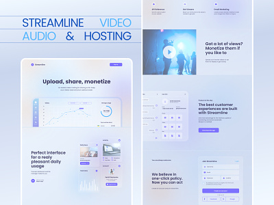 STREAMLINE VIDEO & AUDIO HOSTIN design desktop glassmorphism light style ui ux web