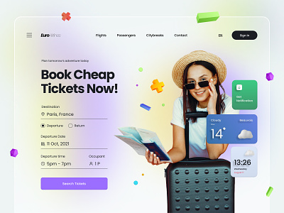 EUROAIRLINES Air Ticket Booking WEB UI concept 3d design figma ui ux web