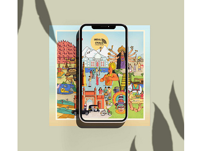 India chalo Podcast digital illustration illustration india phone mockup podcast travel podcast