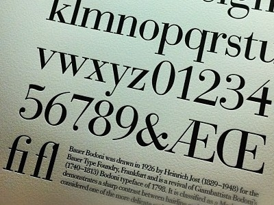 Bauer Bodoni Letterpress Print bauer bodoni black cotton paper heidelberg letterpress printing press typeface typography