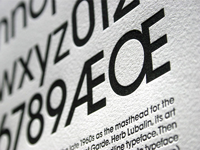 Avant Garde Letterpress Print avant garde black font letterpress typography