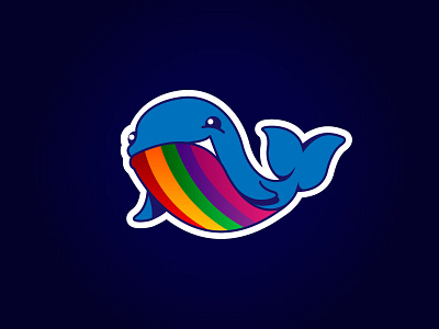 Rainbow whale color colorful concept design happy logo rainbow whale