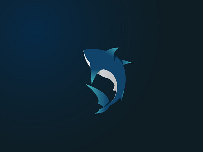 Shark concept deep design logo ocean shark system tech