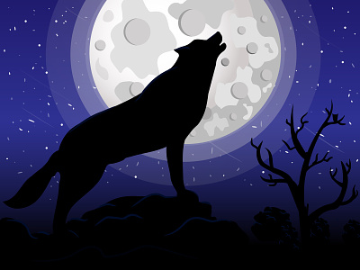 Howling Wolf art creativity dark darkmoon forest howling howlingwolf midnight moon night nightforest vector