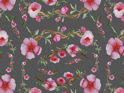 PatternSakura art design digitalart fabric flower illustration pattern plant print textile watercolor