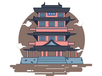 Building icon of tengwang pavilion ancient architecture architecture design art attic building china city design flat hometown icon icons illustration line scenic sign spot surface ui