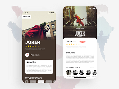 Movie Interface app artwork batman black bold cinema clown dark design face film ios joker mobile app movie movie app movie art typography ui ux