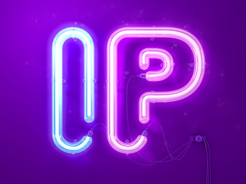 IP night ip puple light golw neon illustration c4d 3d