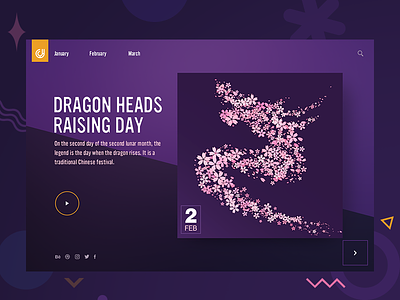 Dragon heads raising day chinese concept custom dragon grid layout minimal modern sakura ui ux website