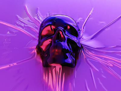 skull 3d c4d cyberpunk futurism octane render retrowave scifi skull synthwave