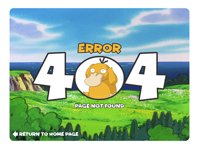 Error 404 Page Not Found (Pokemon Theme) 404 affinitydesigner animated error illustration pokemon psyduck theme typography ui