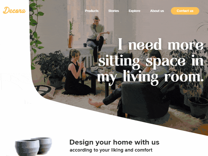 Home Decor Website Landing Page Animation adobe xd affinitydesigner animated design interaction minimal ui ux web webdesign website