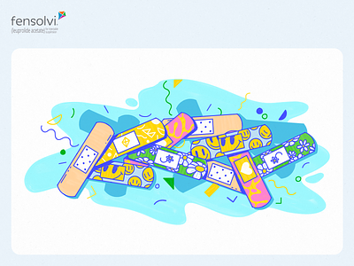 Fensolvi – Little a Little Longer Content Hub Illustrations bandage blue children colorful illustration playful yellow
