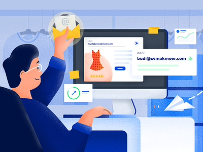 Mail Hosting - Grow Up Your Business affinity designer design digital ecommerce email business flat hosting illustration mail mailing online shop pc performance server