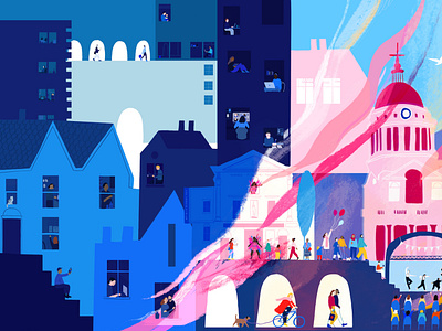 The Reopening of the Cultural Sector branding characterdesign cityillustration colour design digital editorial illustration freelance illustration illustrator narrative
