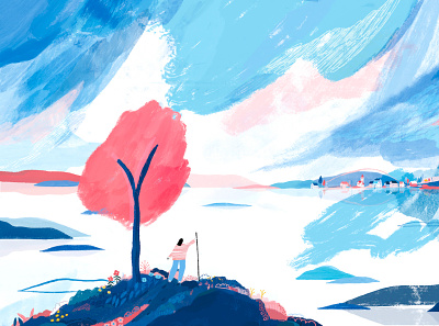 How to Embrace New Beginnings x Fay Troote animation characterdesign colour design editorial illustration graphic design illustration landscape landscape illustration mentalhealth narrative painting