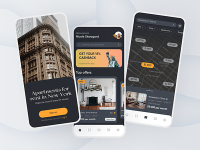 Apartment Search App android apartment search app design find apartment flat home hotel interface ios mobile mobile app mobile interface mobile ui real estate rent ui uiux ux