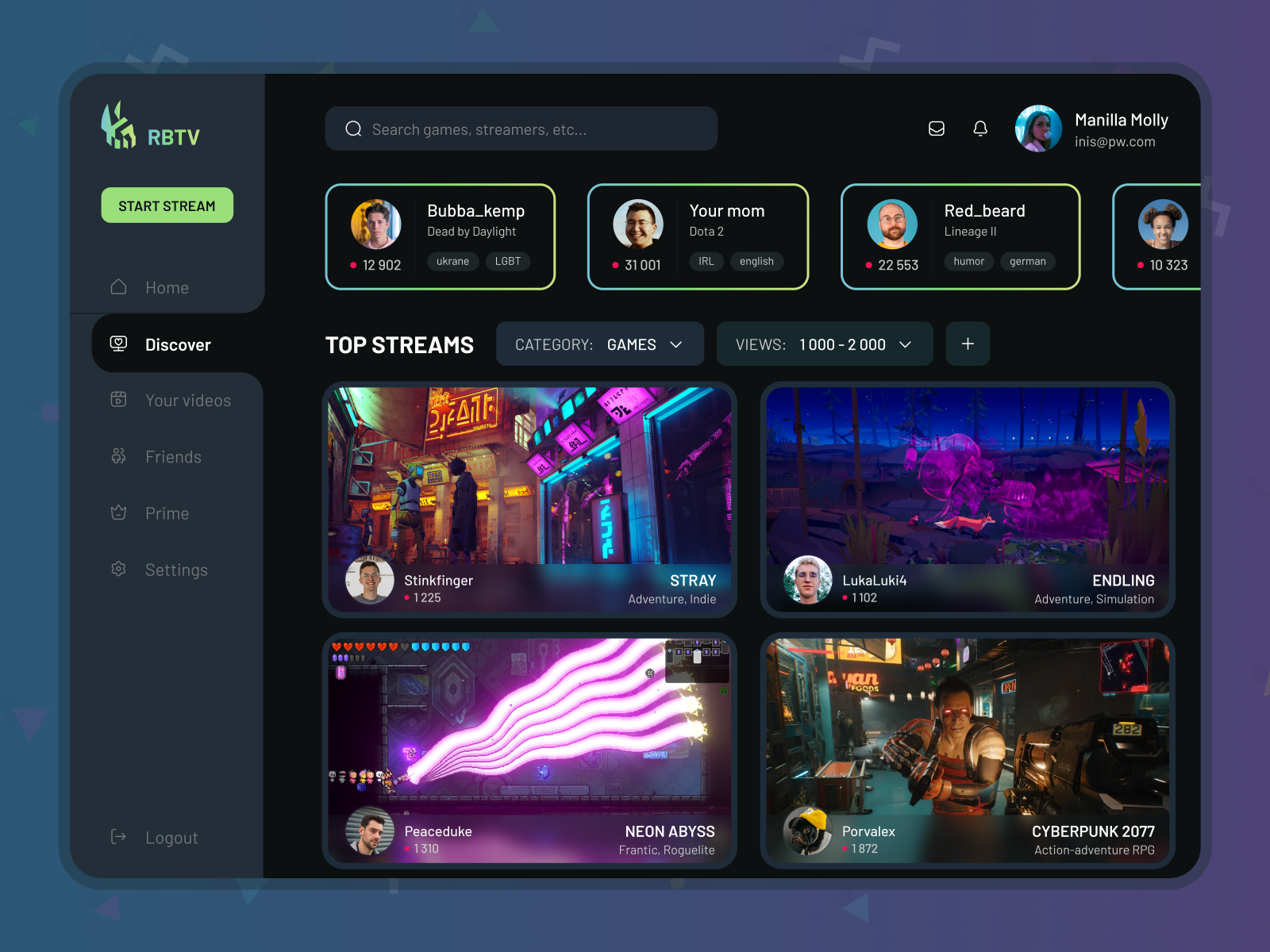 Streaming platform by Anna Khalyavina on Dribbble