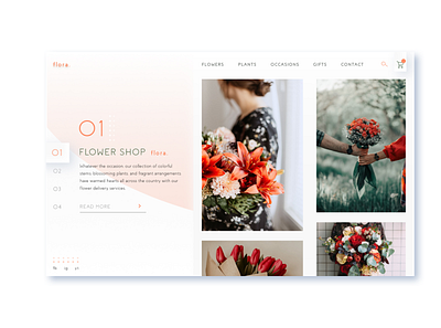 Flower shop design app branding design flatdesign flower flowershop glassmorphism illustration spring typography ui uxui web webdesign