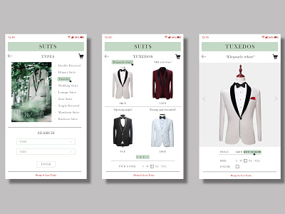 Page prototype for men's suits app branding design flat suits type typography ui ux uxui web web development webdesign website website template