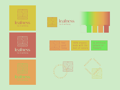 Leafness Tea & Wellbeing brand design branding design icon illustration logo packaging ui