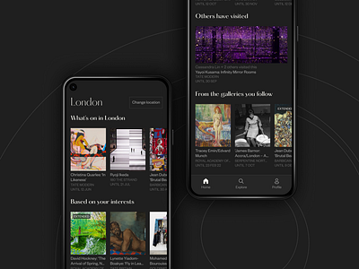 Artgaze animation app app design art black design feed figma minimal museum ui ux