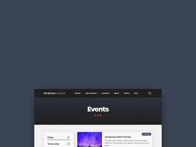 Events Page- Friends Church adobe xd branding church church website design events filter ui fixed nav friendly ui ui design ux ux design web app web app design webflow
