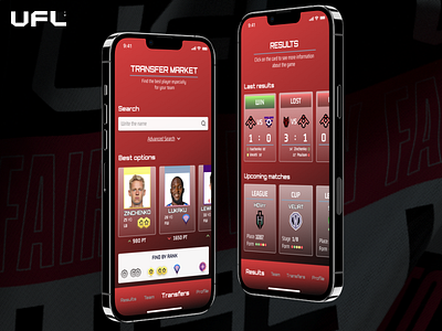 Mobile Client for soccer console game app design logo ui ux