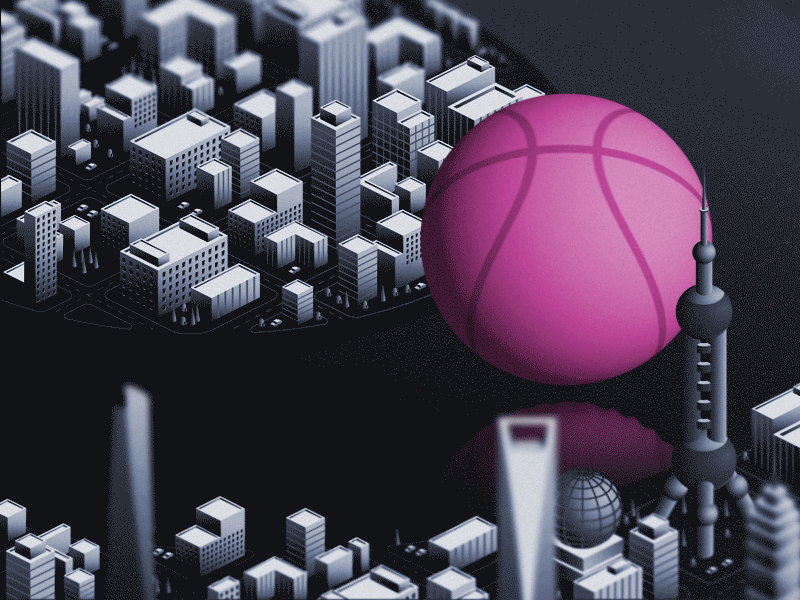 Hello Dribbble! animation arrival ball city debut dribbble first gif invite shanghai thanks