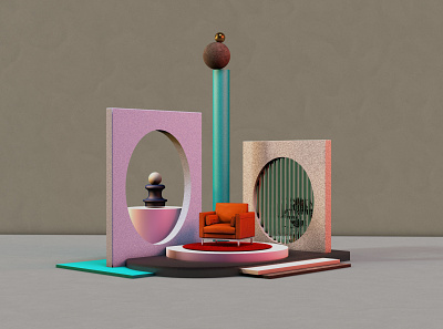 3D Composition 3d composition graphic design illustration interior light material object study ui uiux ux design