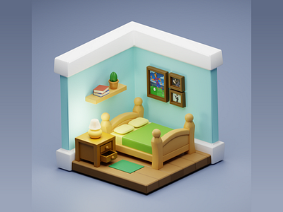 3D Bedroom scene 3d