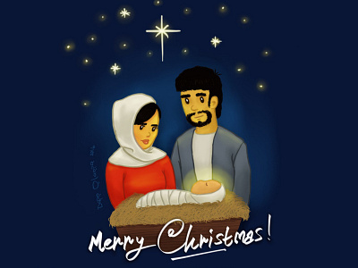Merry Christmas digital painting drawing illustration