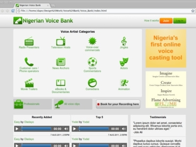 Nigerian Voice Bank html5 ui web web design website