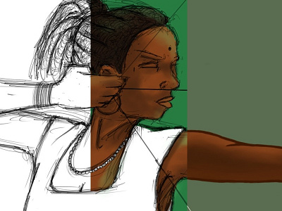 Fulani Archer Girl digital art drawing illustration
