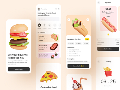 Food App with 3D illustration asset