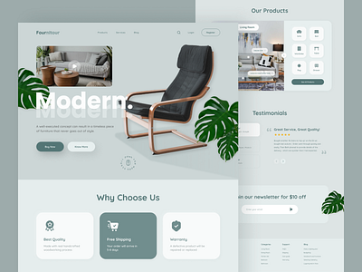 Fournitour Landing Page design ecommerce furniture header home homepage interior landing page property store table ui ui ux uiux web web design website
