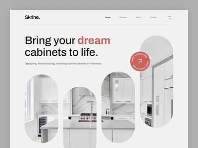 Skrine - Cabinets Manufacturing Landing Page architect architecture cabinet furniture home homepage interior kitchen landing page minimalist product property service ui uiux ux web design