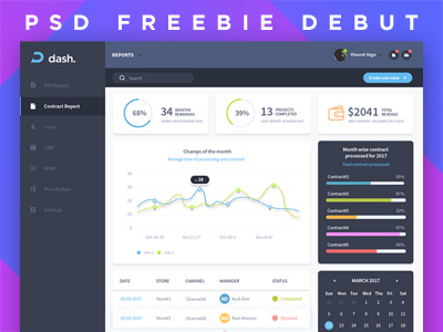 PSD Freebie Dashboard Debut