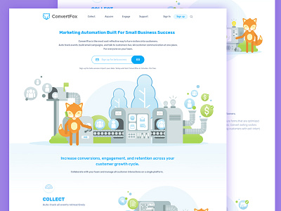 ConvertFox Homepage design flat fox illustration ui ux web design