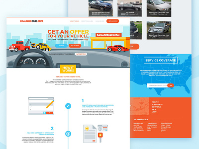 damagedcars.com redesign automotive car flat ui ux web design