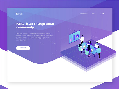 Header Illustration for Entrepreneur Community Site homepage ios isometric landing page purple ui ux web design