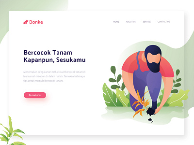 Header Illustration Exploration for a Gardening Website farming gardening header illustration organic plant uiux