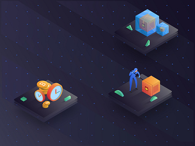 illustration for cryptocurrency exchange website - Sparkswap bitcoin crypto currency icon illustration isometric landing page security ui ux