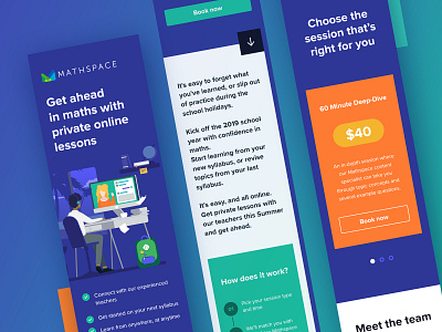 Mathspace Landing page in mobile size illustration landing page mobile size responsive responsive layout ui ux