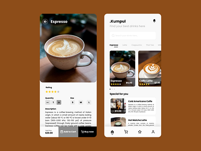 Coffeshop UI Design branding coffeeshop design minimal mobile app mobile design ui