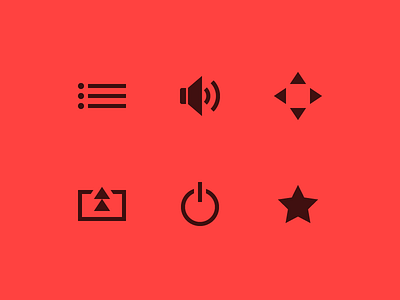 System Icons controls favorite icons list power red send star ui volume